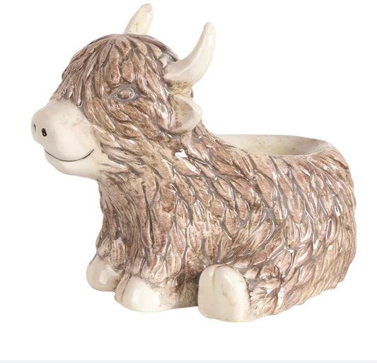 Ceramic Sitting Highland Cow Wax Burner